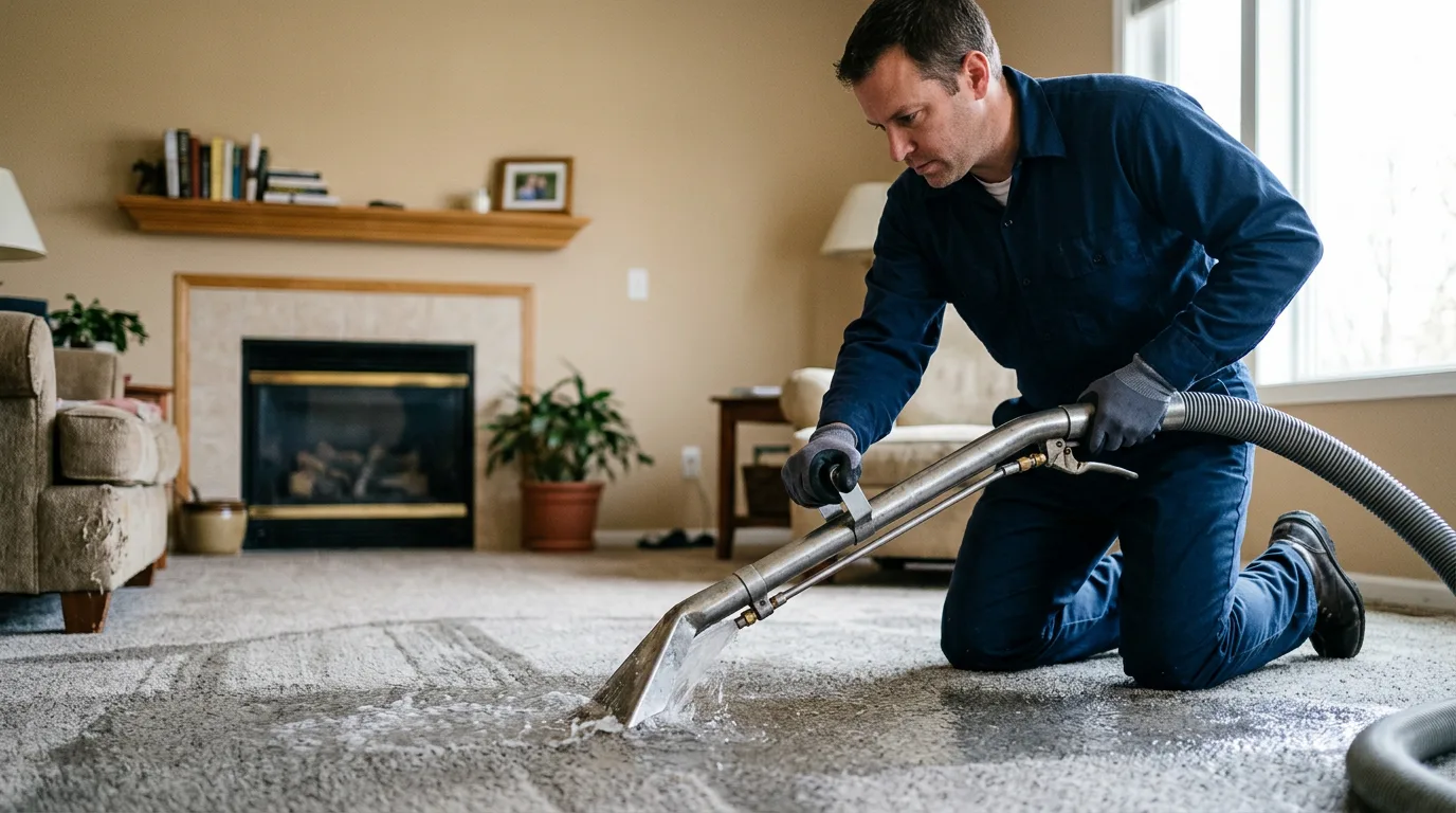 Water damage restoration technician working near Chautauqua, KS